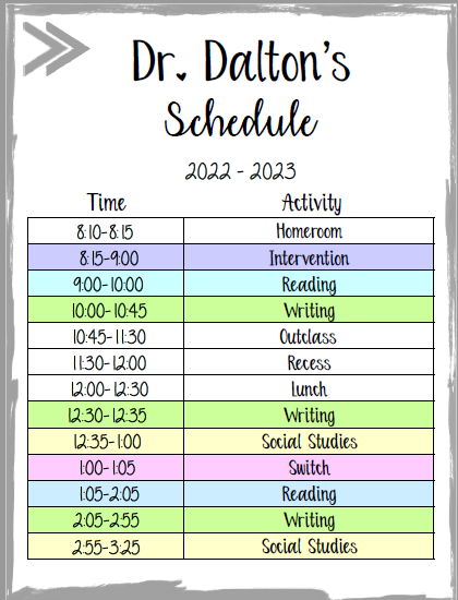 Daily schedule